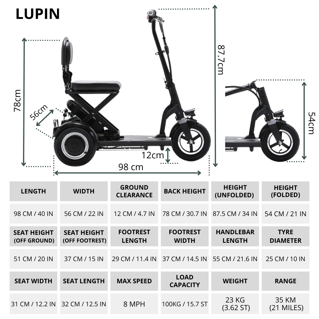 Lupin Lightweight Folding Mobility Scooter Betty Bertie Betty Bertie