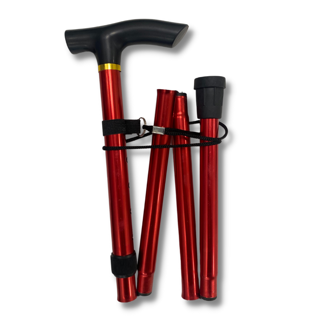 Red Collapsible Unisex Walking Stick