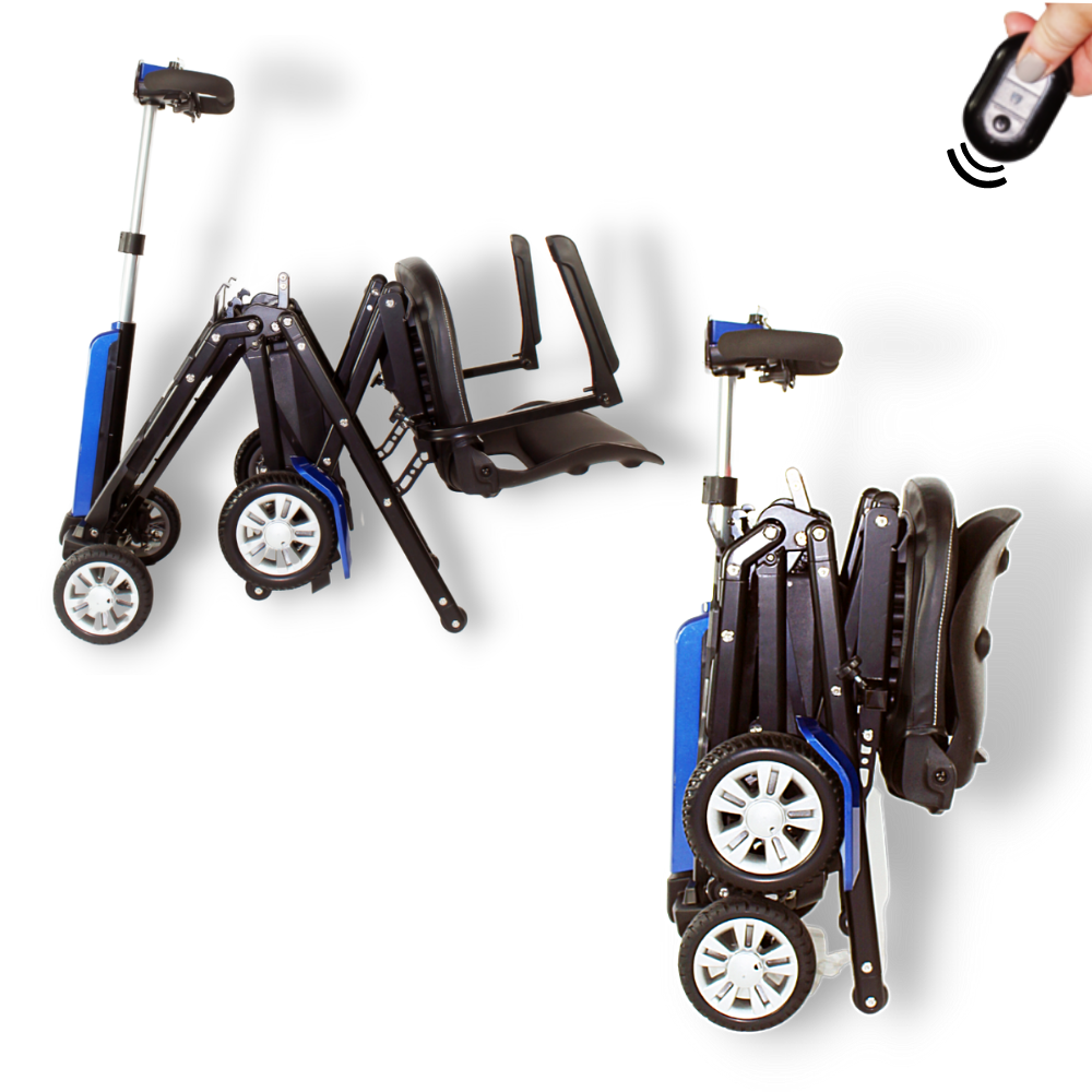 Blue Auto Folding Mobility Scooter